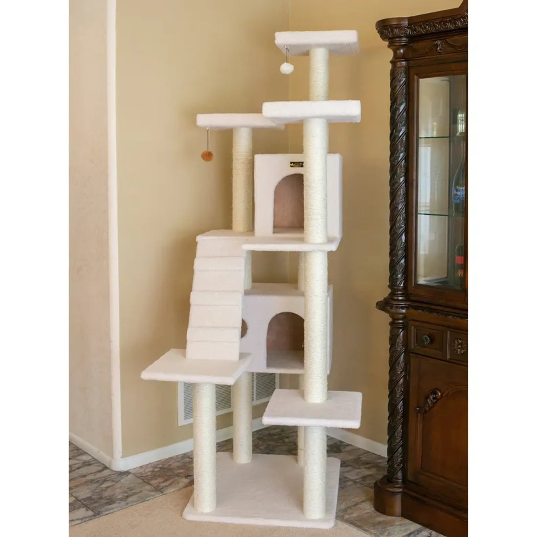 Real Wood Classic Ivory Cat Tree Multi Levels Condos