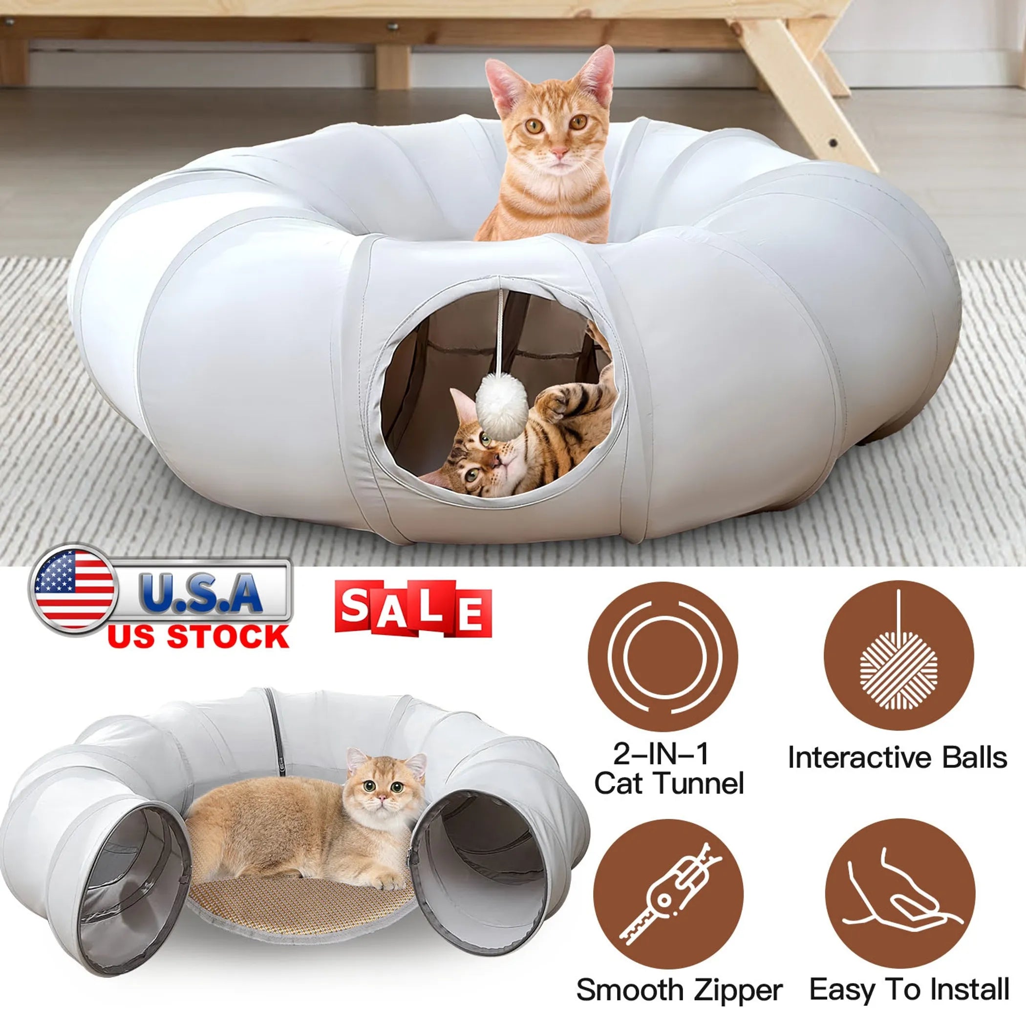 Indoor Cat Tunnel Bed